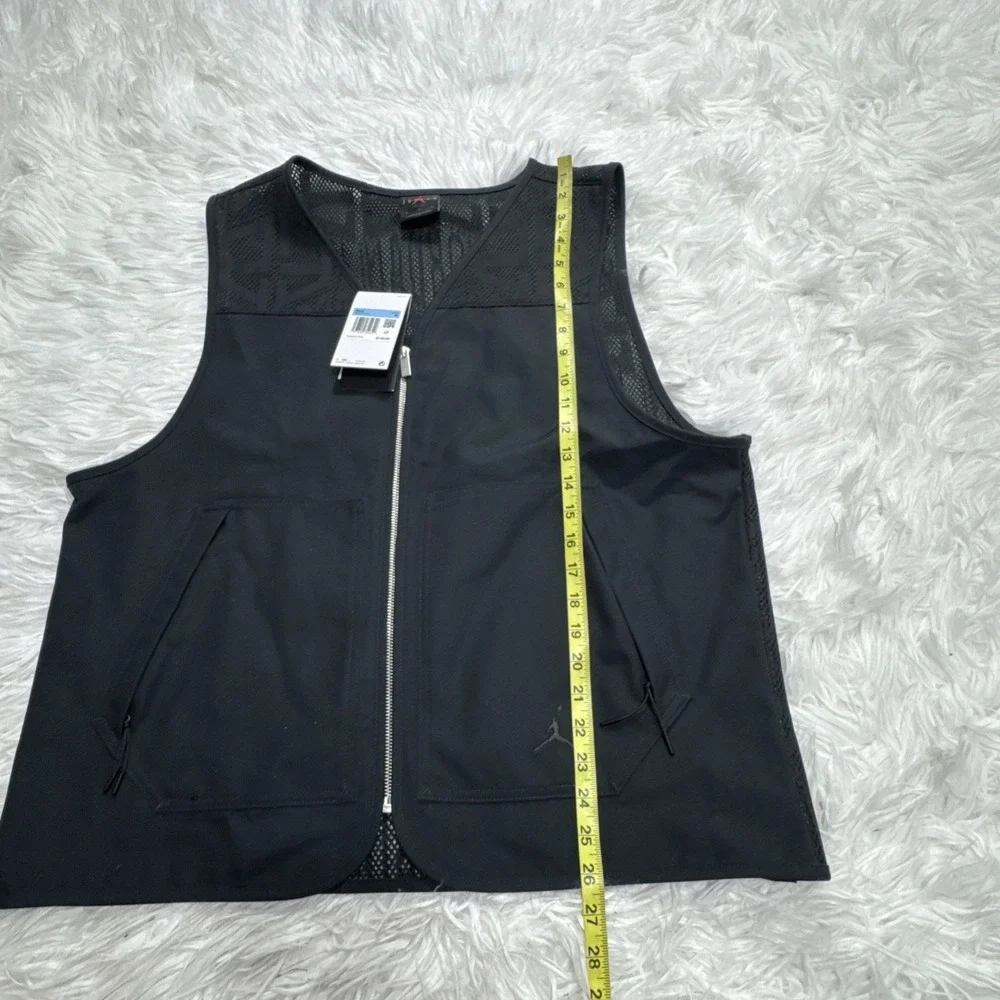 JORDAN Essentials Canvas Mesh Vest Men Medium M Black Full Zip Pockets‎ New $140
